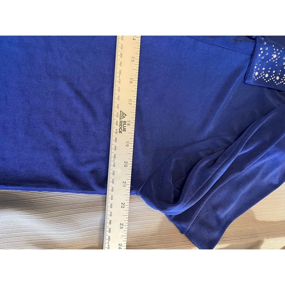 DRAPER'S & DAMON'S Size PL Blue Open Jacket Slinky Knit Travel Embellished - Picture 4 of 9